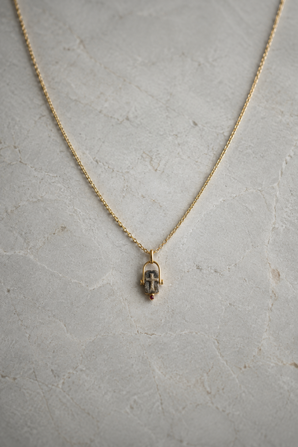 Byzantine cross charm necklace