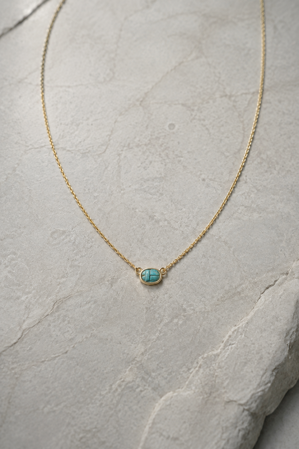 Egyptian faience scarab necklace