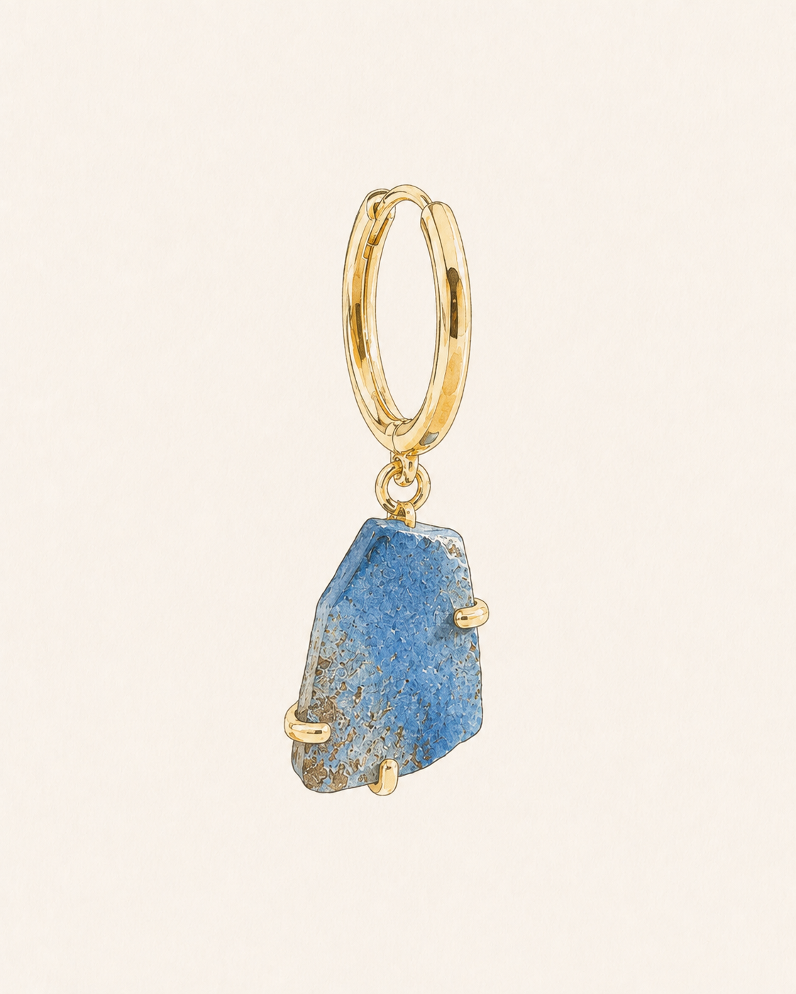 Proposed 18k gold earring with a blue faience fragment