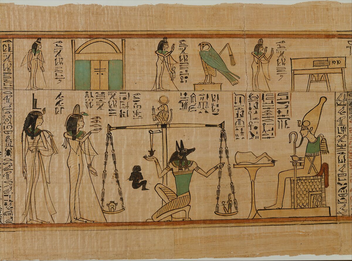 Painted papyrus vignette from the Book of the Dead of Nauny, Chantress of Amun and king's daughter, Metropolitan Museum of Art