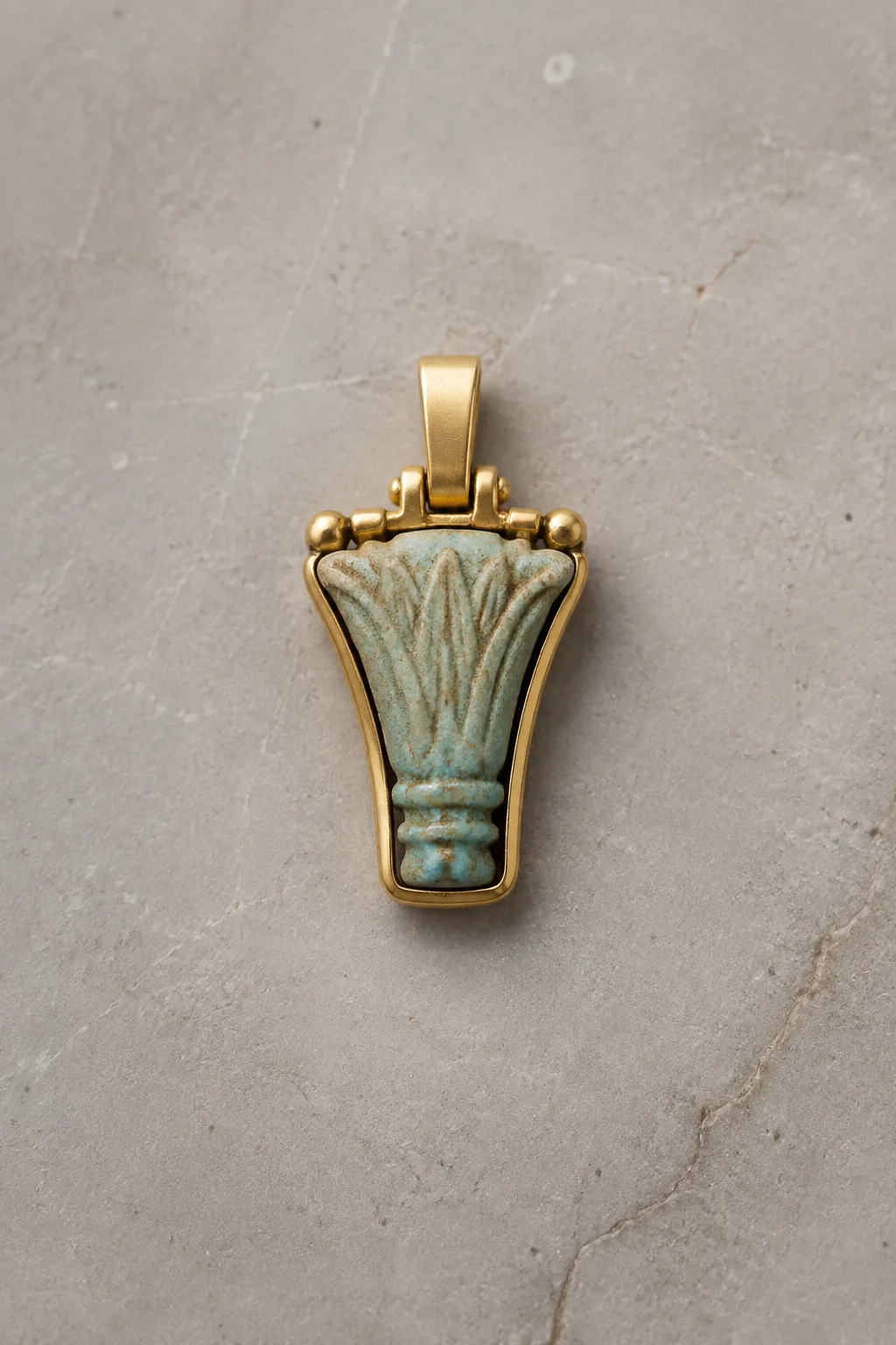 Archived Egyptian faience lotus amulet