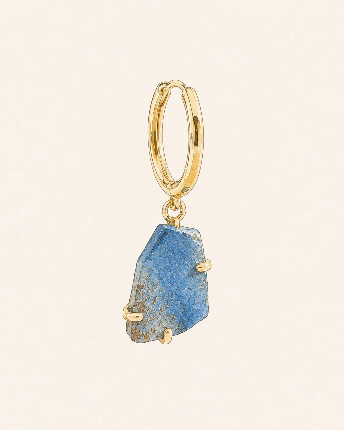 Proposed 18k gold earring with a blue faience fragment
