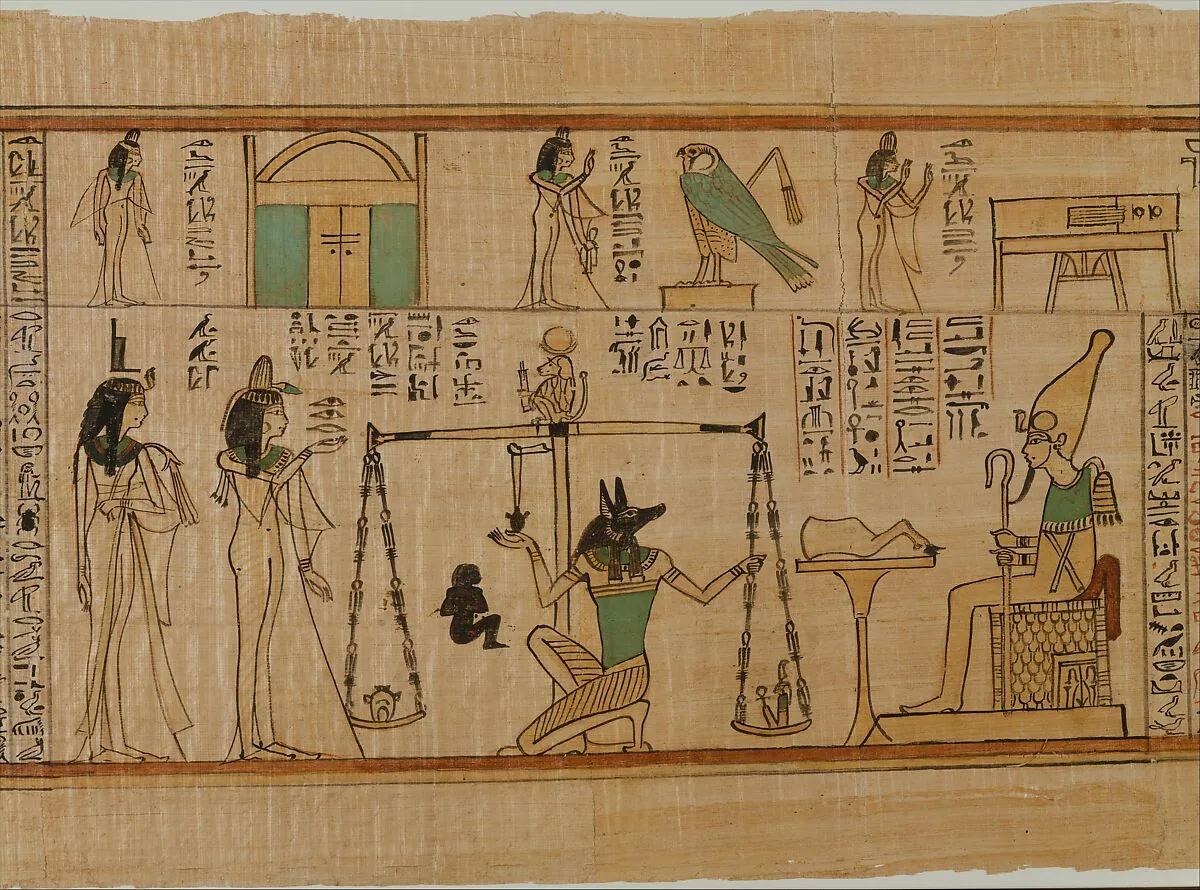 Painted papyrus vignette from the Book of the Dead of Nauny, Chantress of Amun and king's daughter, Metropolitan Museum of Art