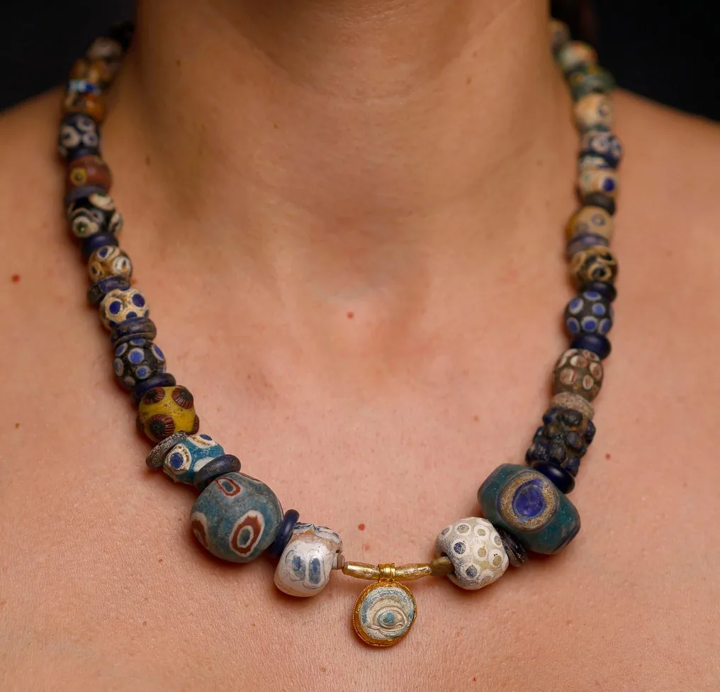 Phoenician necklace worn at its true scale